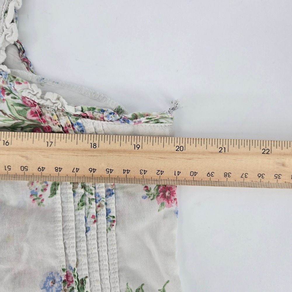 Laura Ashley Floral Nightgown Nap Sleep Dress White Pink Vintage 90s M Pintucks - Picture 8 of 9